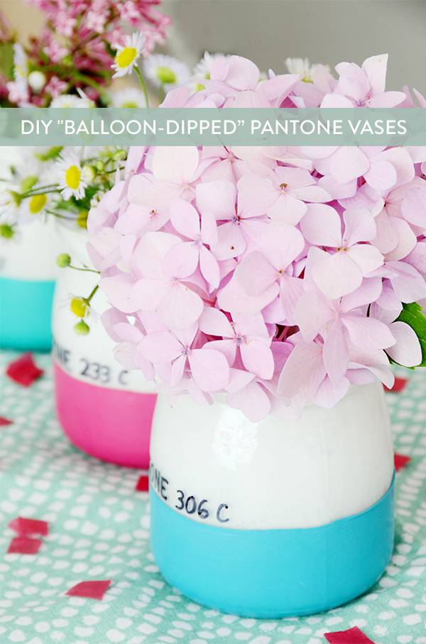 DIY "Balloon-Dipped" Pantone Vases