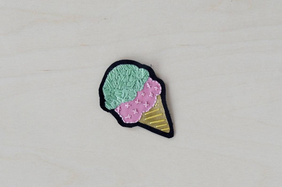 Ice cream art: Embroidered patches with paint!