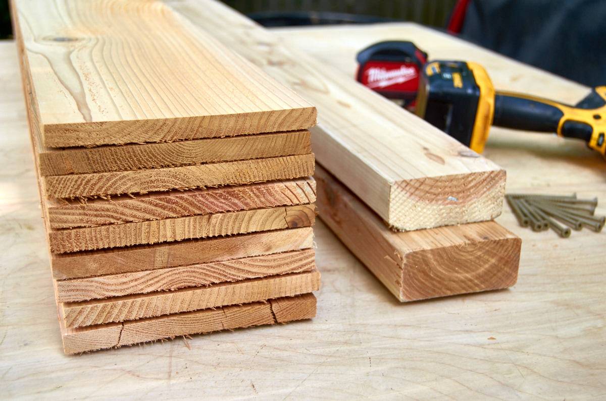 cedar fence pickets planed down, materials for privacy wall