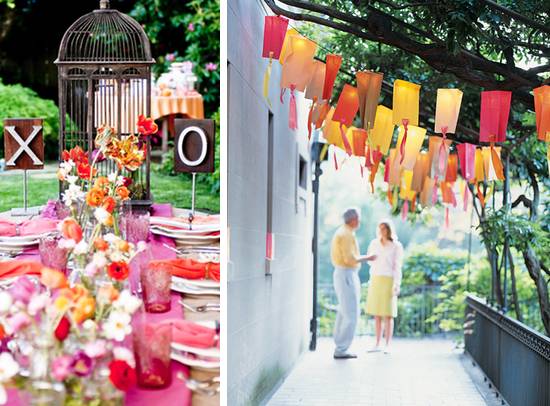 Several ideas for decorating a wedding are being shown.