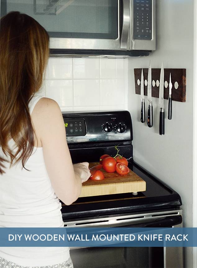 DIY Wooden Wall Mounted Knife Rack