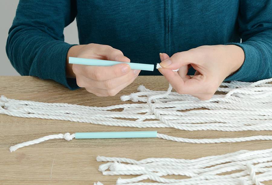 DIY Plastic Straw And Rope Wall Hanging