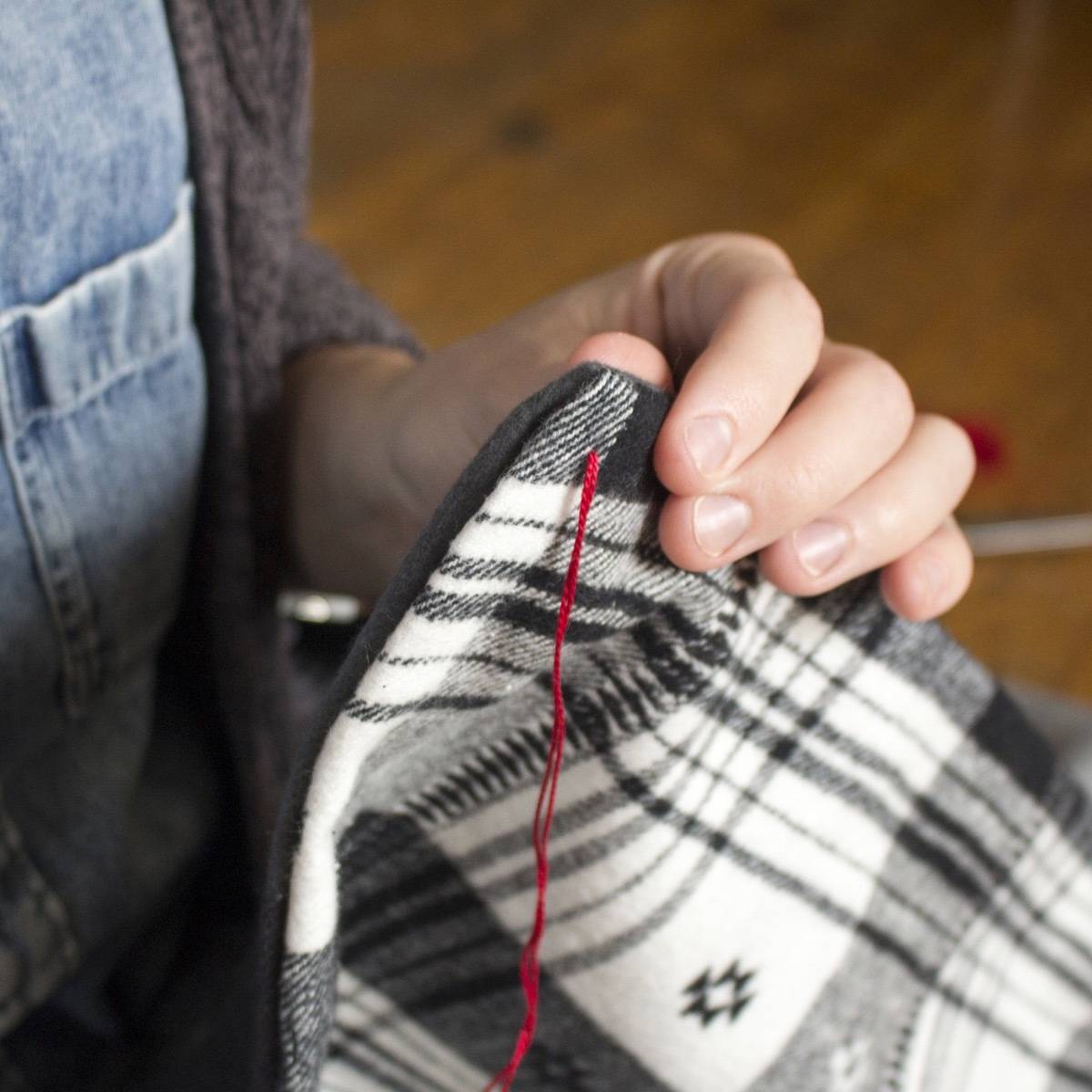 How to do a blanket stitch: Step 1