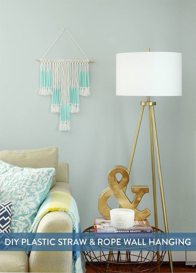 DIY Plastic Straw And Rope Wall Hanging