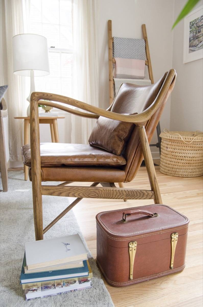 Leather swoop back chair