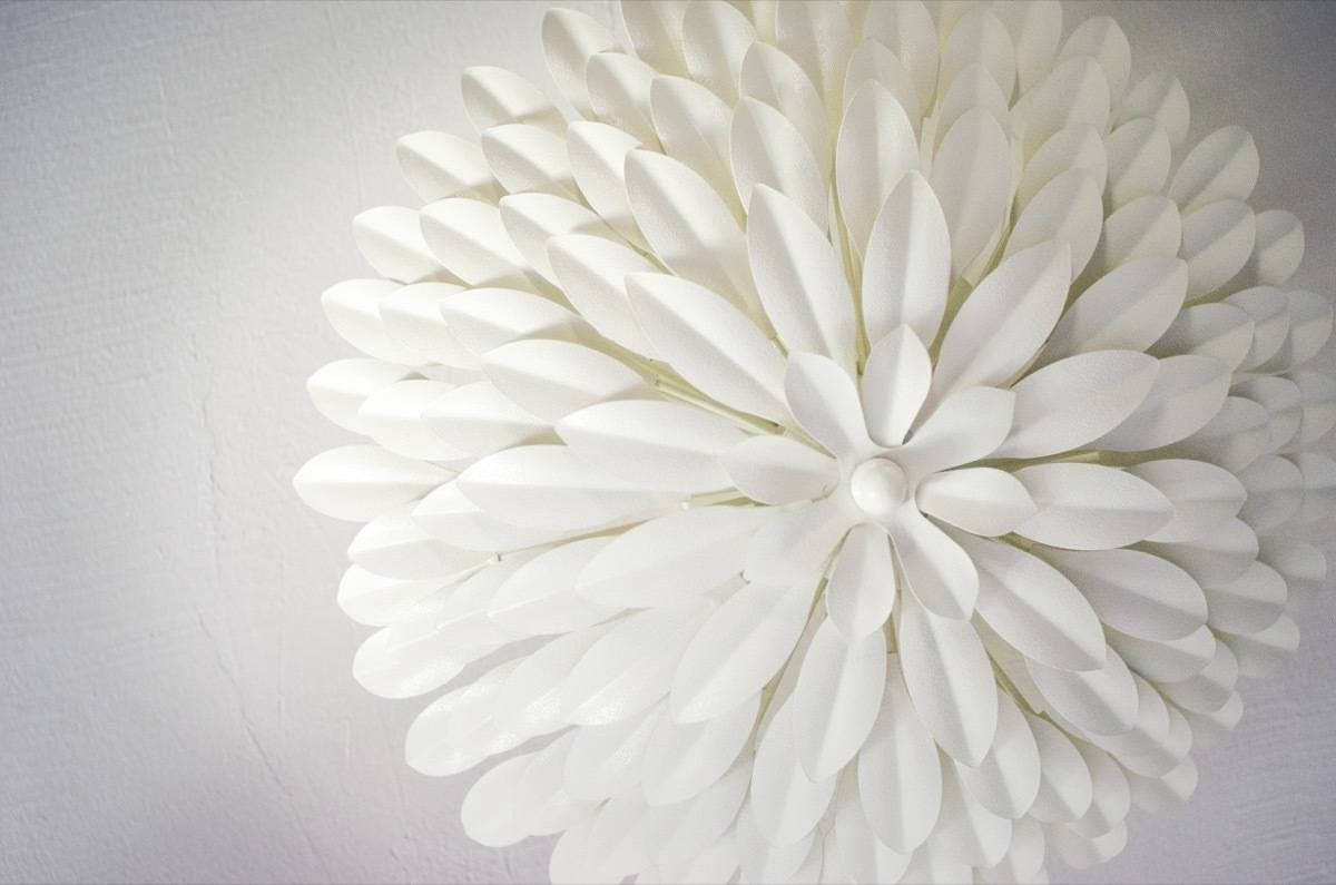 White ceiling pendant, flush mounted