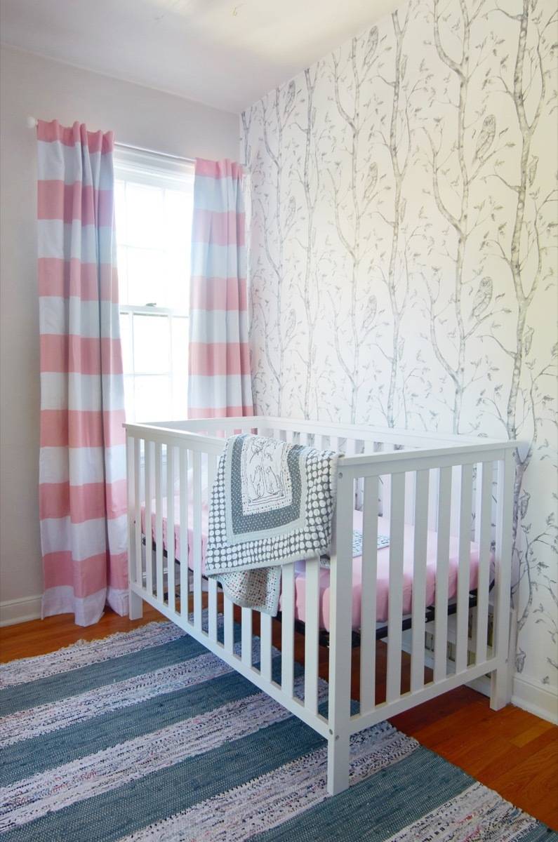 Nursery makeover with removable wallpaper