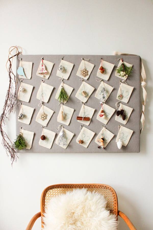 linen pin and muslin bag advent calendar