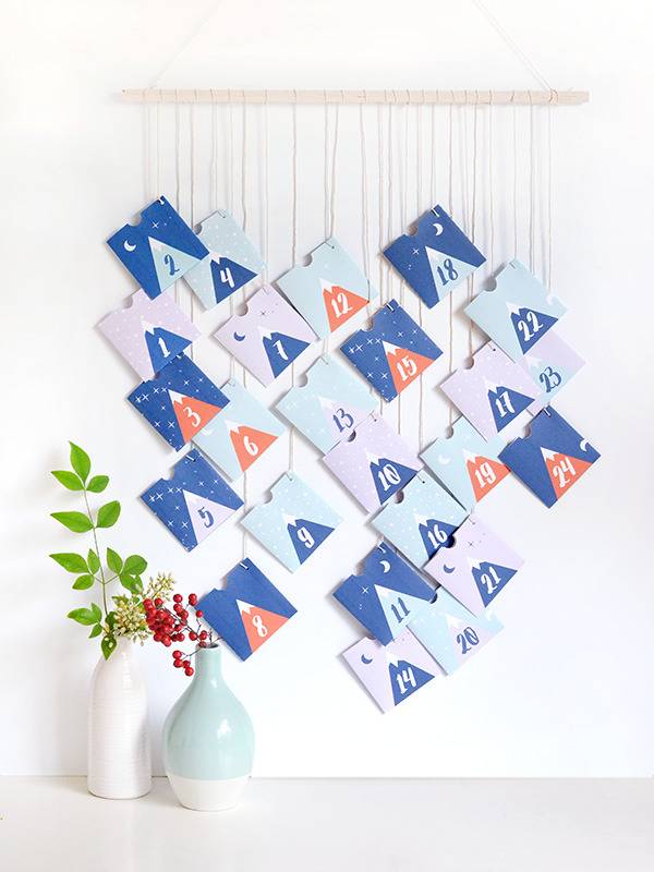 Printable mountain advent calendar