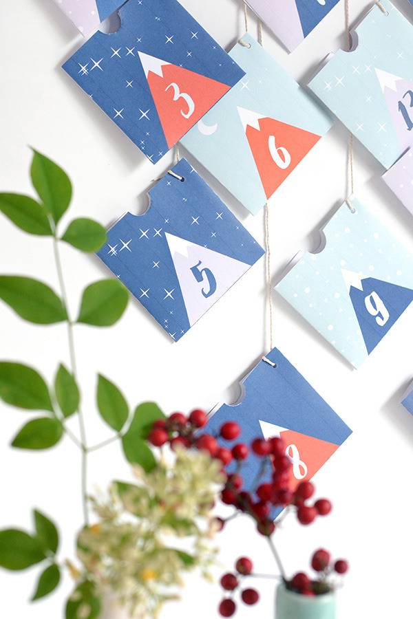 Printable mountain advent calendar