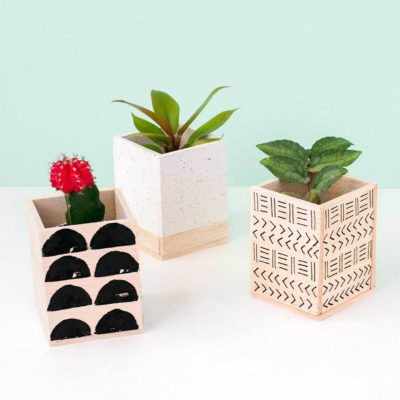 Give your old plant pots a face lift with these balsa wood planters!