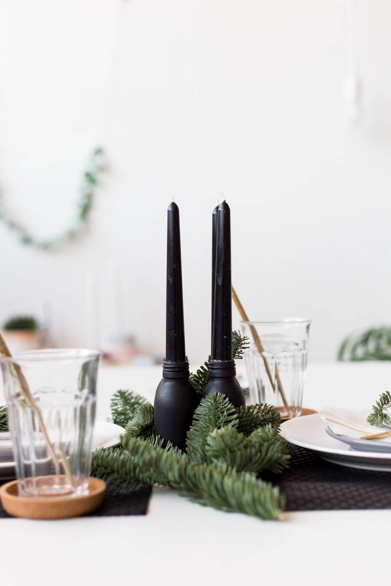 81 Stylish Christmas Decor Ideas You Can DIY | Black candle holders