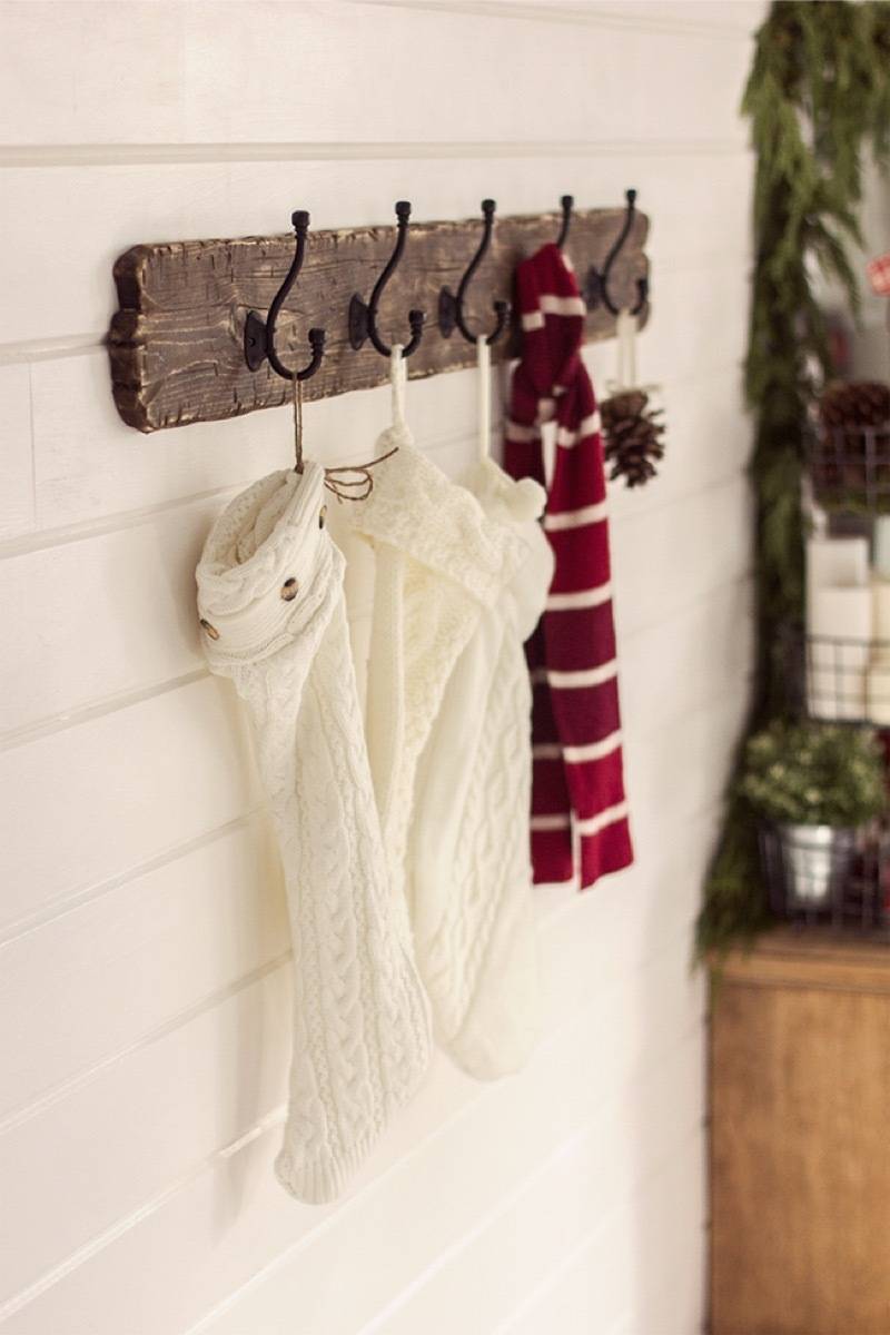 place stockings on a coat rack
