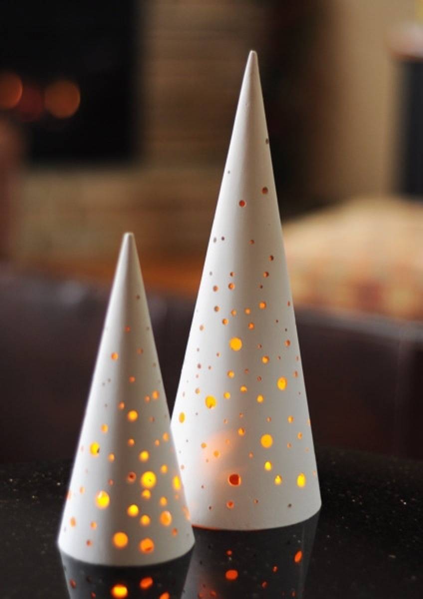 81 Stylish Christmas Decor Ideas You Can DIY | Illuminated cone trees