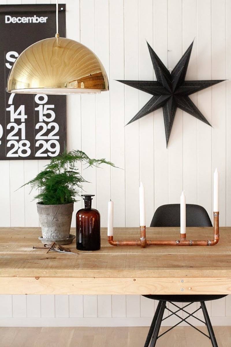 81 Stylish Christmas Decor Ideas You Can DIY | Copper candle holder