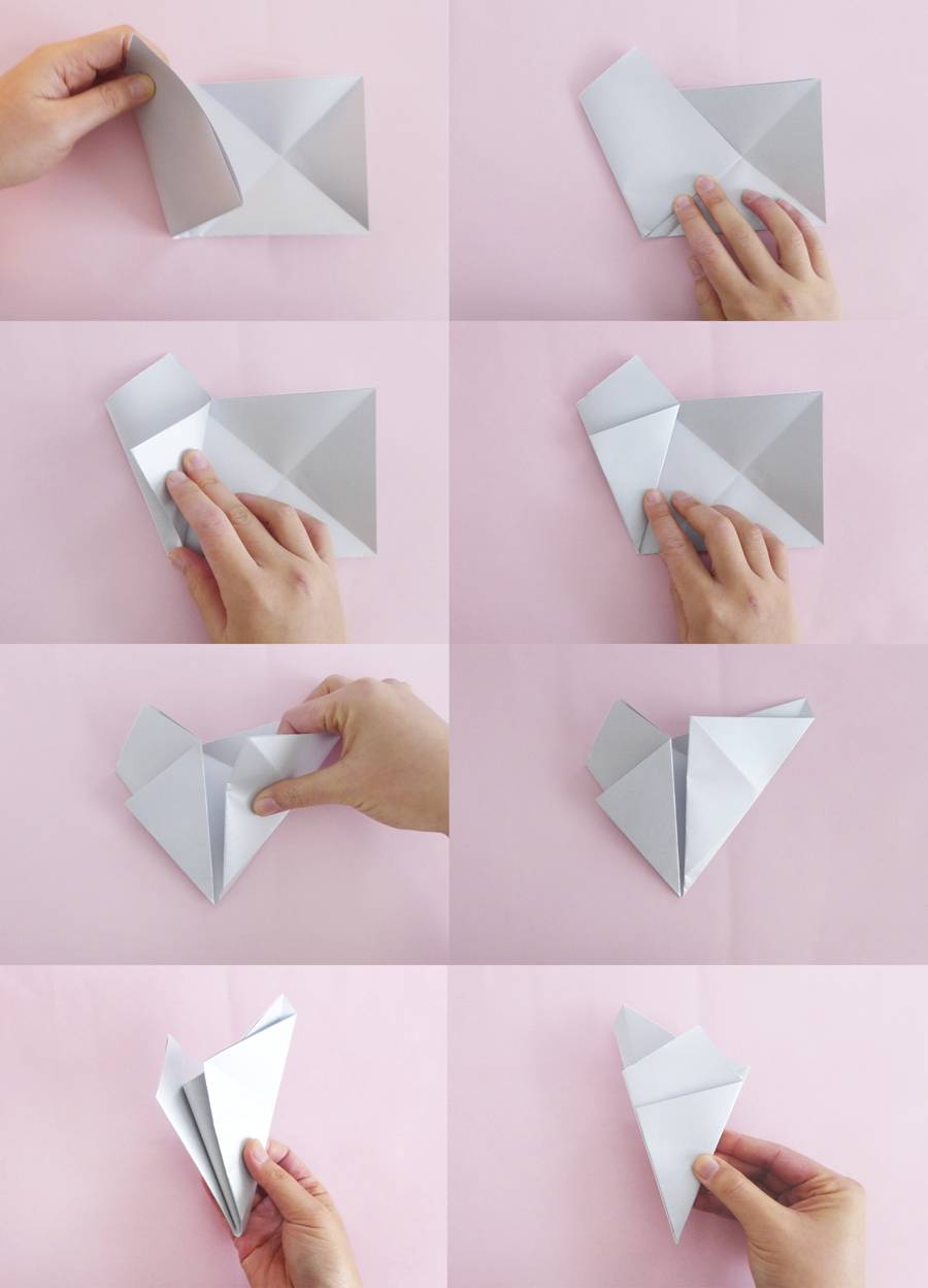 A person is folding an origami star.