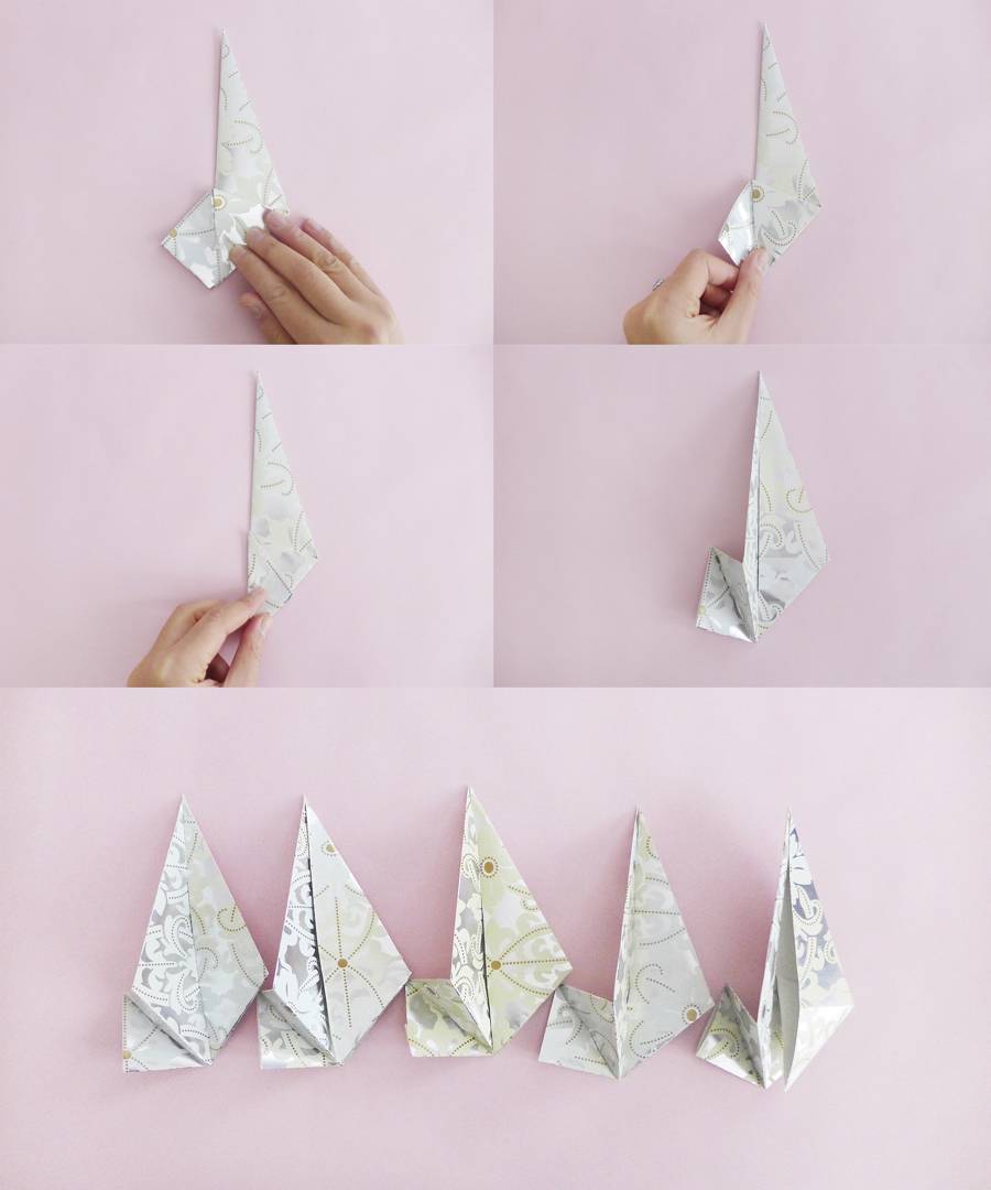 Steps to fold a star paper garland.
