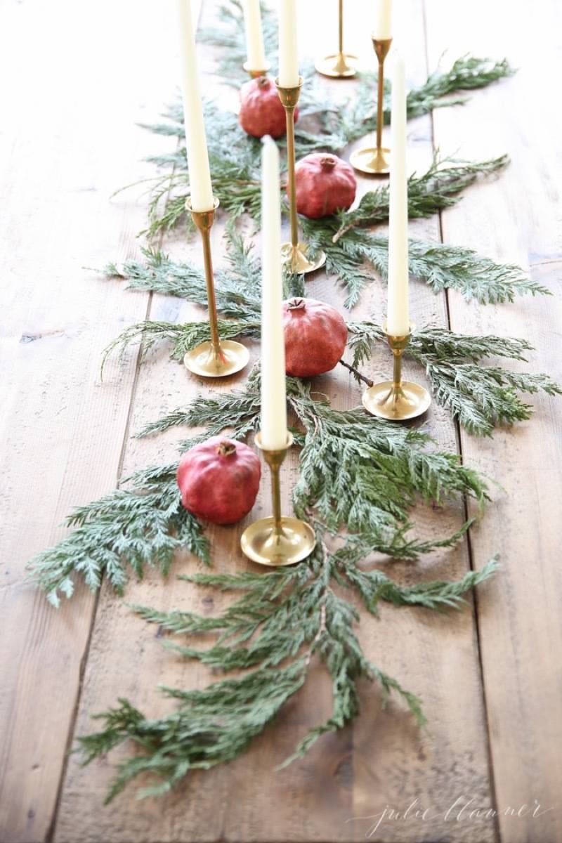 81 Stylish Christmas Decor Ideas You Can DIY | Simple centerpiece with pomegranates
