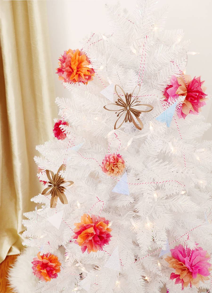 Three DIY Recycled Paper Tree Decorations