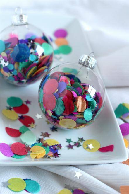 Confetti-filled do it yourself ornaments