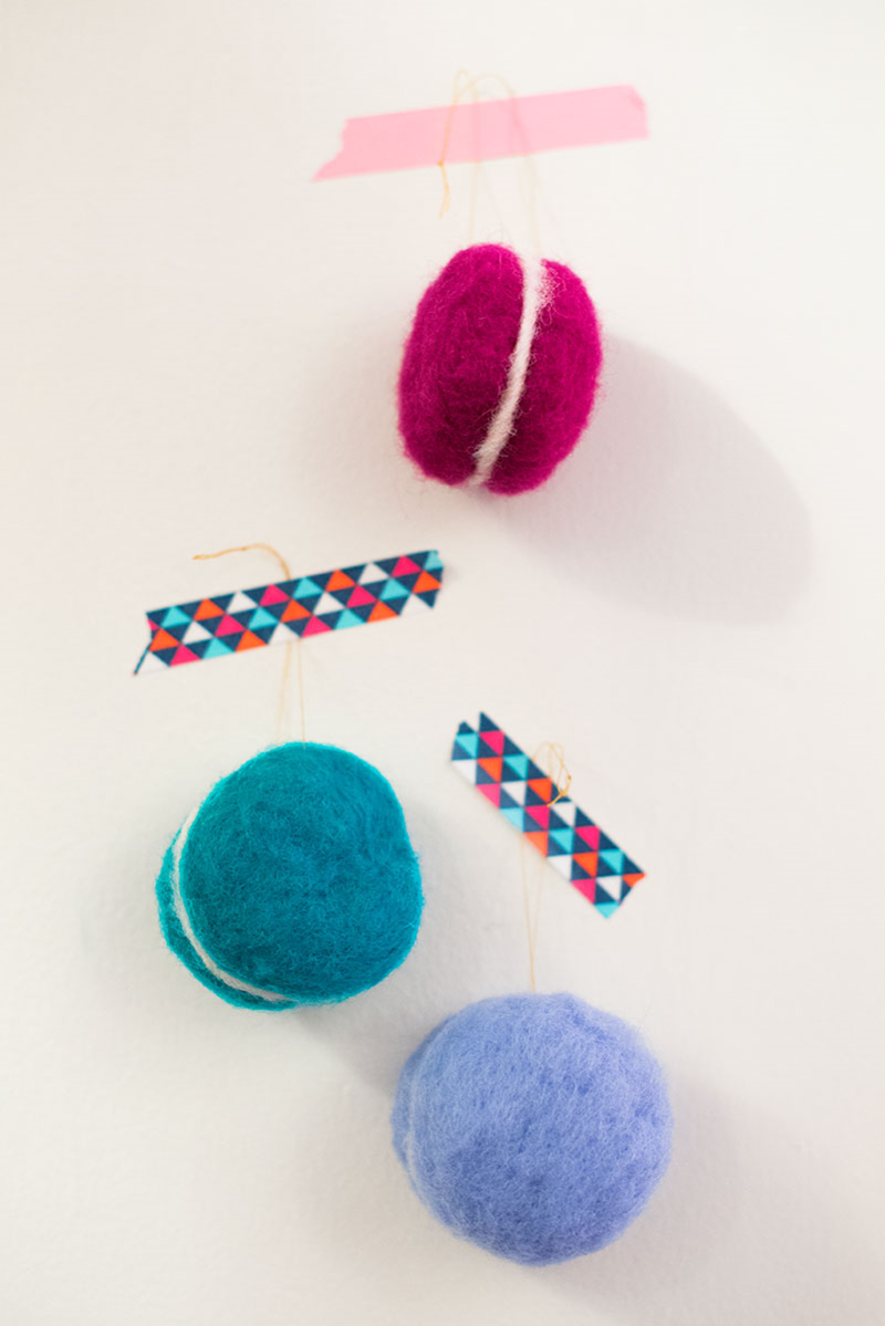 Felted macaron ornaments