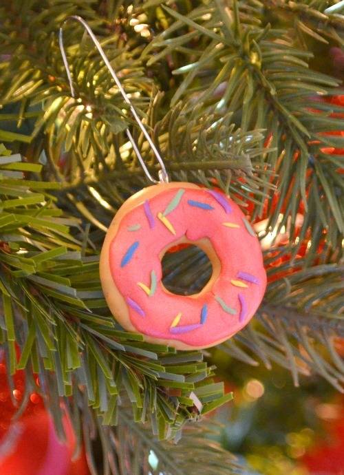 Donut-shaped felt ornament
