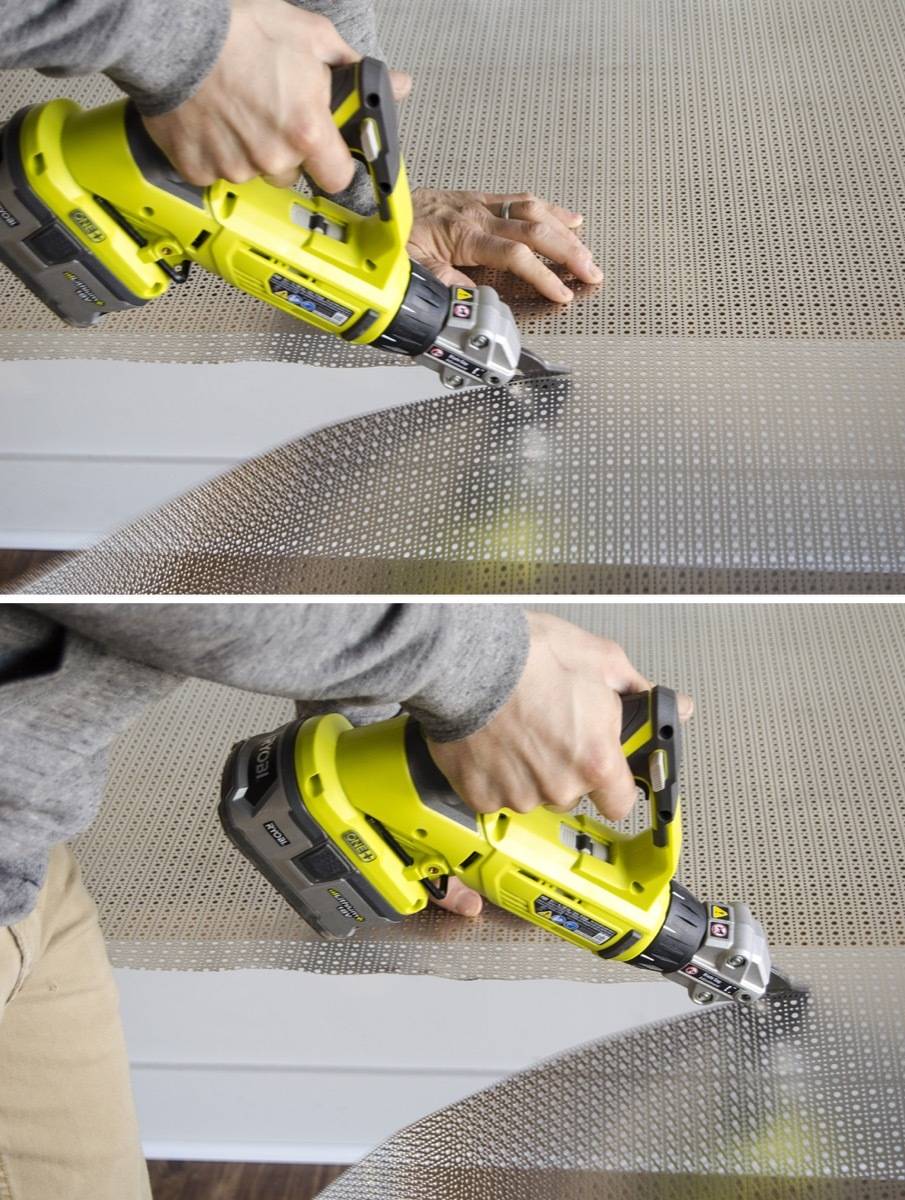 The Ryobi One+ Shears in action! Cuts like butter.