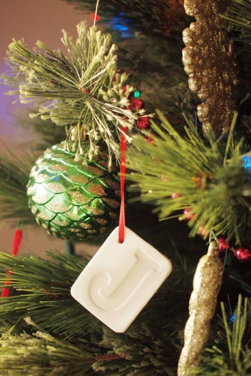 Clay monogrammed ornament