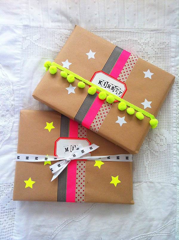 10 Clever + Unique Ways To Wrap Gifts with Brown Kraft Paper. DIY Gift Wrapping Ideas - How…