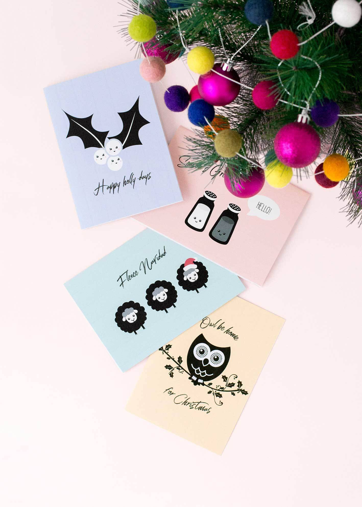 Punny Christmas cards with free printable!