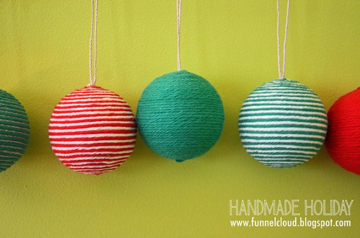 Wrapped yarn ornaments