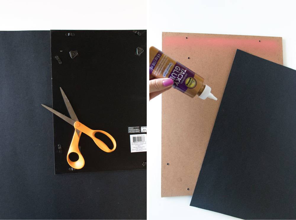 glue and scissors on top of a cardboard
