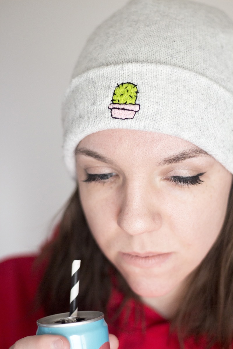 How to add quick detail to a beanie cap with embroidery