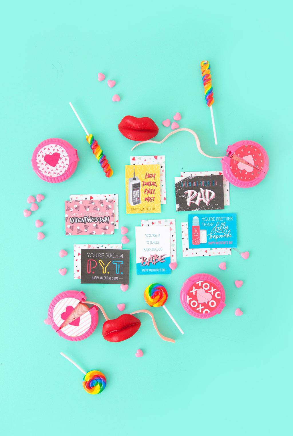 Valentine's day cards and candies."