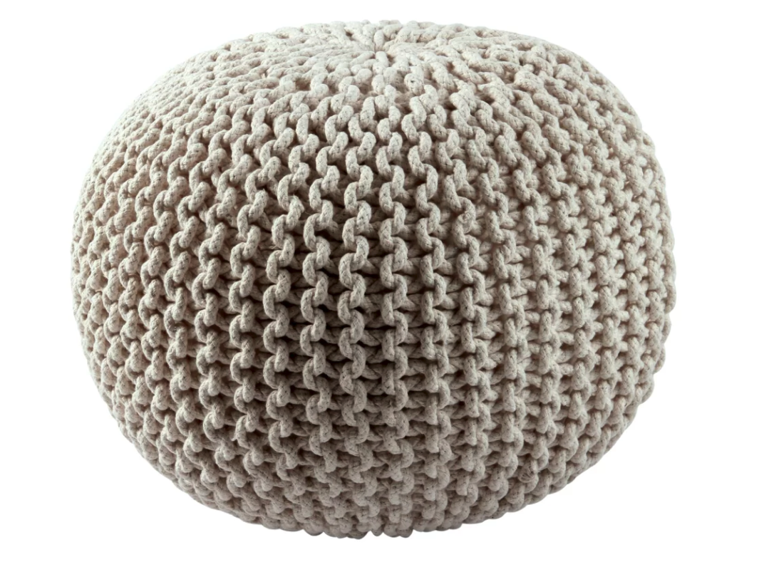 Natural knitted pouf