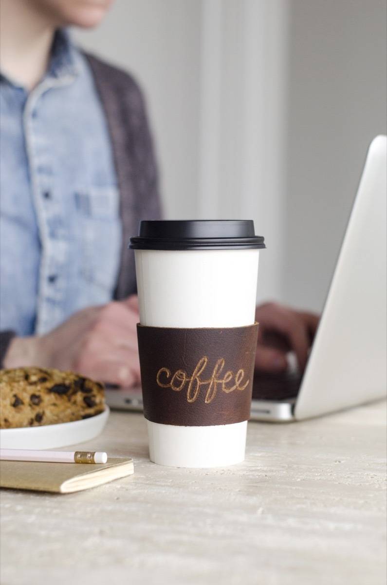 DIY This: Personalized leather coffee cup sleeve