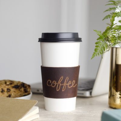 DIY Personalized Leather Coffee Sleeve