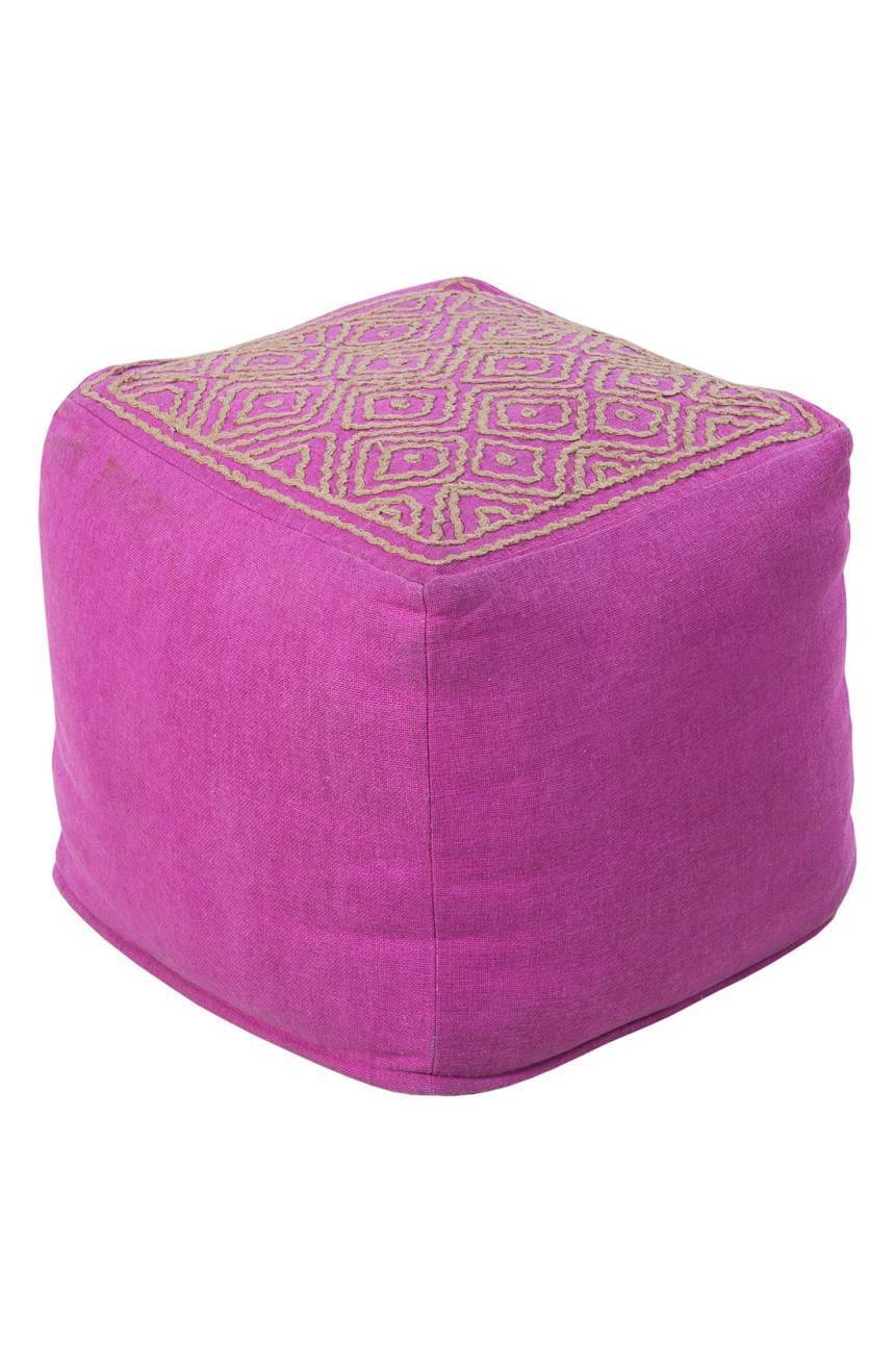 Square shaped pink color pouf.