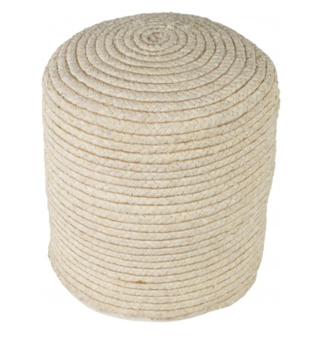 Cylinder shaped white color Pouf.