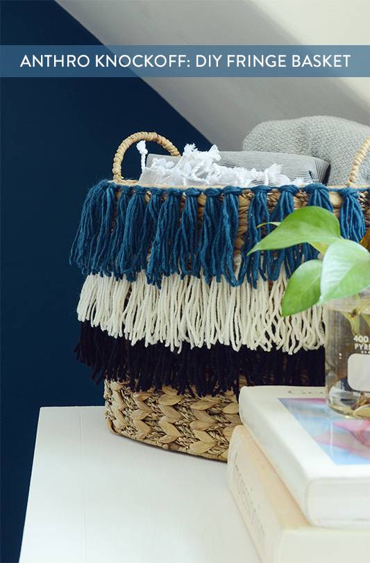 Anthro Knockoff: Easy DIY Fringe Basket 