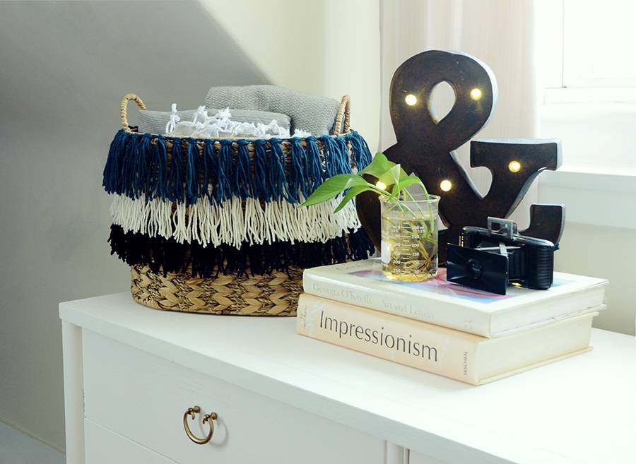 Anthro Knockoff: Easy DIY Fringe Basket 