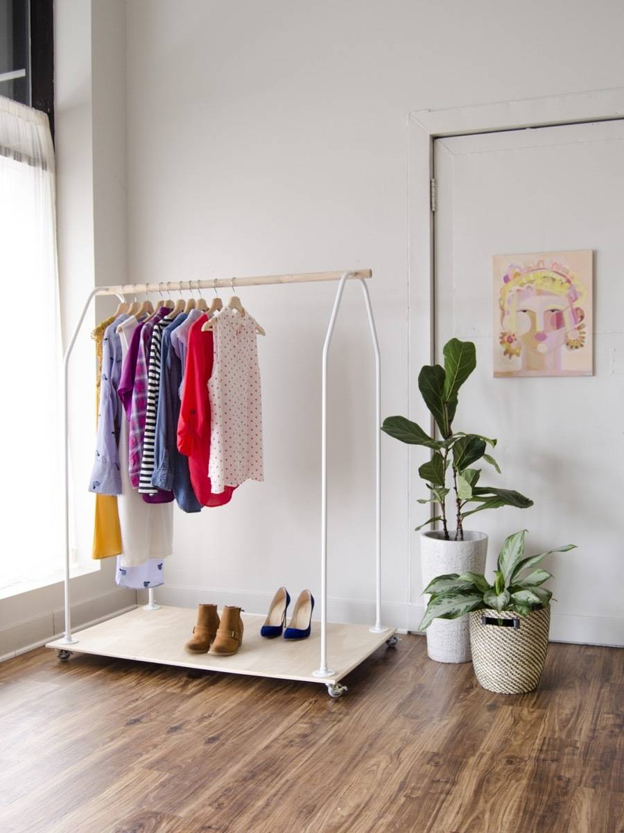 Double your closet space! How to make a rolling clothing rack