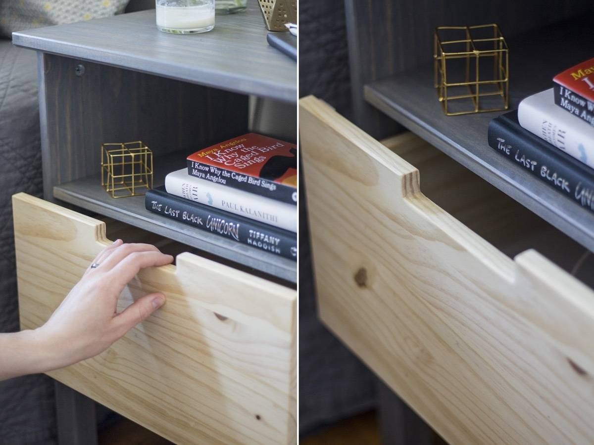 Closeup detail of this IKEA nightstand hack, featuring the Tarva. 