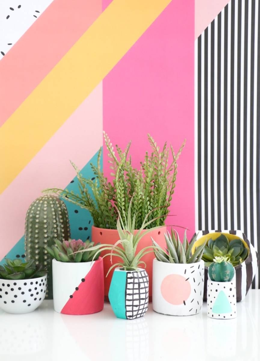 DIY Memphis-style planters by A Kailo Chic Life