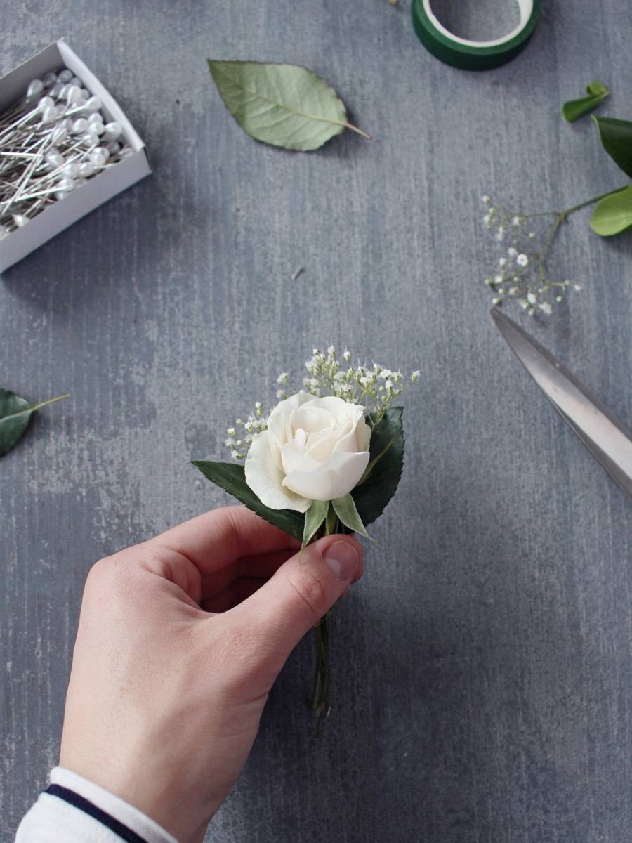 DIY boutonniere using an existing bouquet