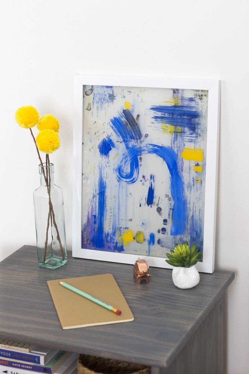 Create abstract, two-panelled glass wall art for under $20