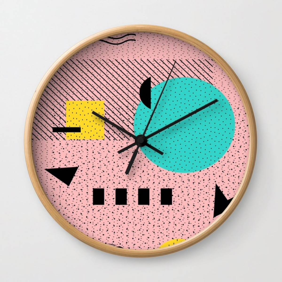 80s-inspired design on clock by Silver Pegasus, via Society 6