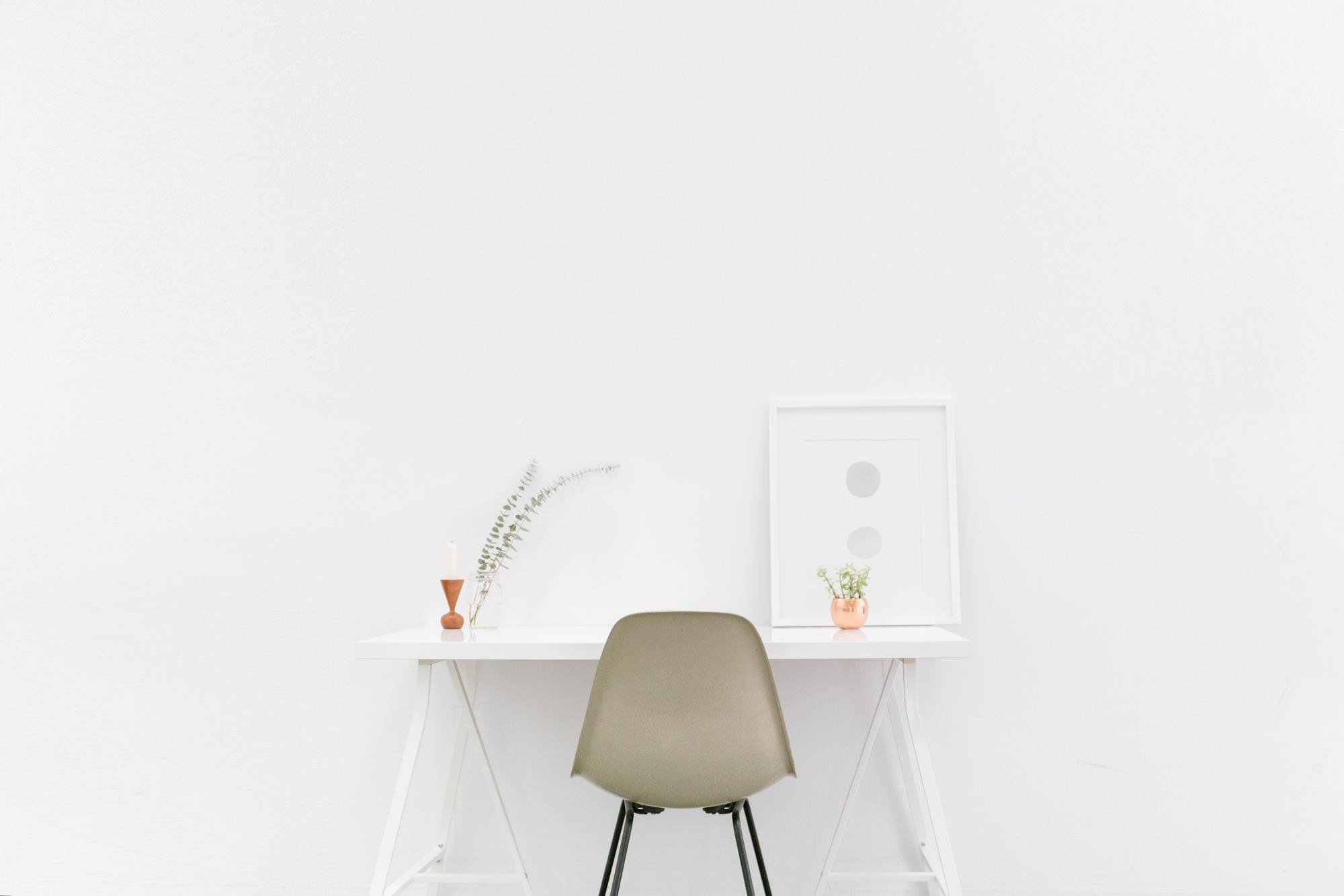 Simple desk, minimalist workspace