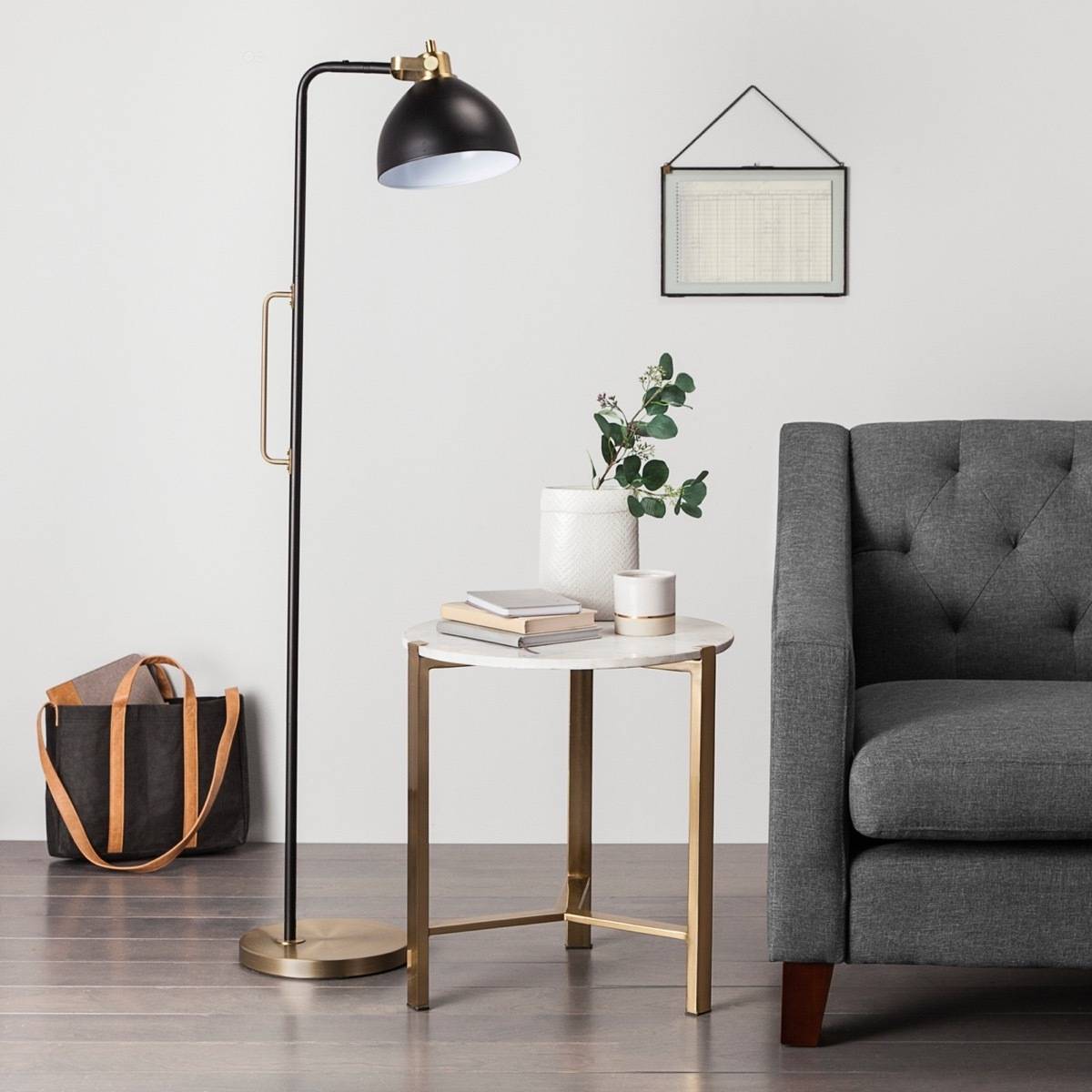 Black and brass floor lamp from Target