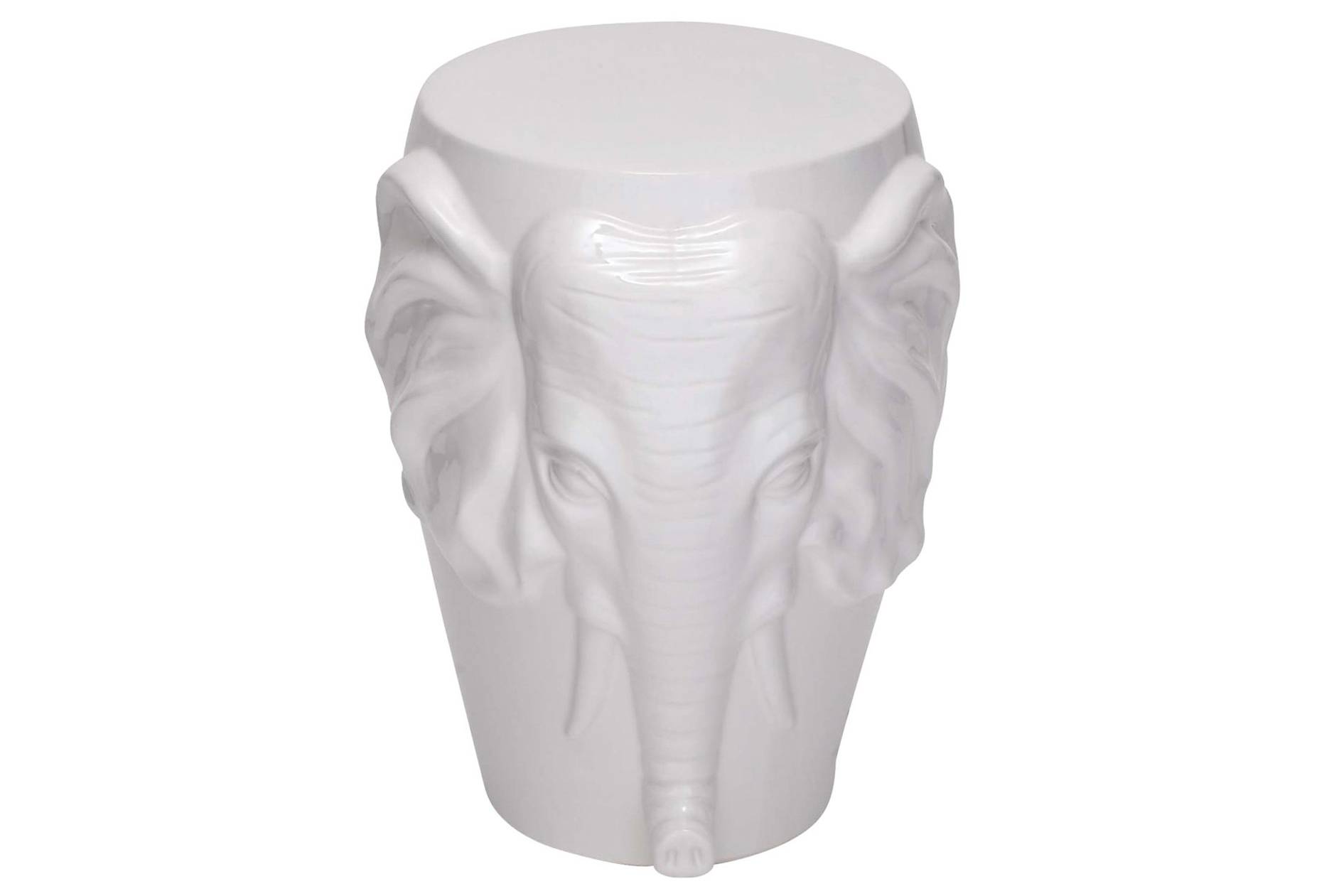 White ceramic elephant stool from Living Spaces